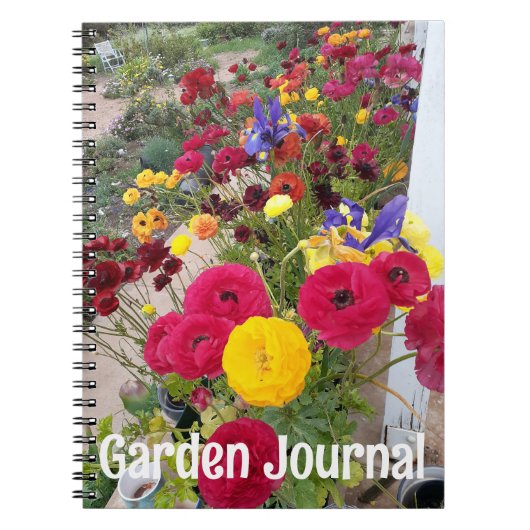 Garden Journal Rannunculus Red Spring Flowers Notizblock (Vorderseite)