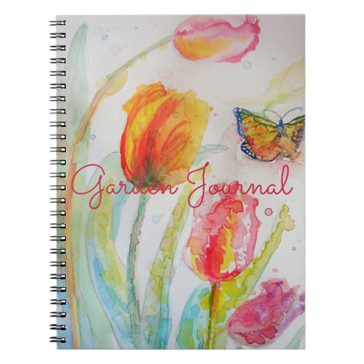 Garden Journal Tulip Floral Watercolor Notebook Notizblock (Vorderseite)