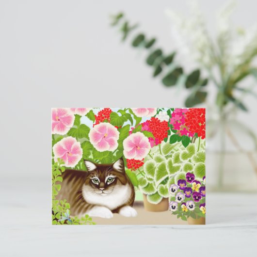 Garden Jungle Tiger Cat Postcard Postkarte (Stehend Vorderseite)