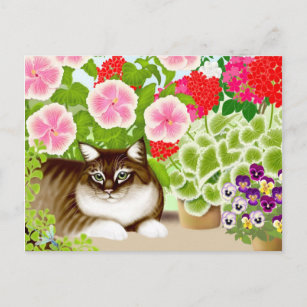 Garden Jungle Tiger Cat Postcard Postkarte