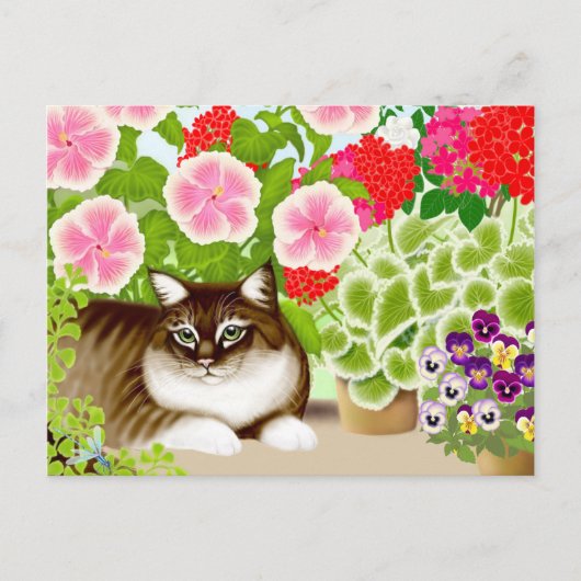 Garden Jungle Tiger Cat Postcard Postkarte (Vorderseite)