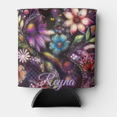Garden Kitty Cat Floral Abstract Personalized Dosenkühler (Vorderseite)