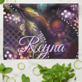 Garden Kitty Cat Floral Abstract Personalized Geschirrtuch (Gefaltet)