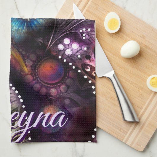 Garden Kitty Cat Floral Abstract Personalized Geschirrtuch (Viertel Falte)