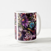 Garden Kitty Cat Floral Abstract Personalized Kaffeetasse (VorderseiteRechts)