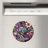 Garden Kitty Cat Floral Abstract Personalized Magnet (In Situ (Geschirrspüler))