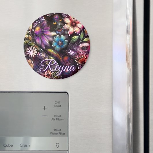 Garden Kitty Cat Floral Abstract Personalized Magnet (In Situ (Kühlschrank))