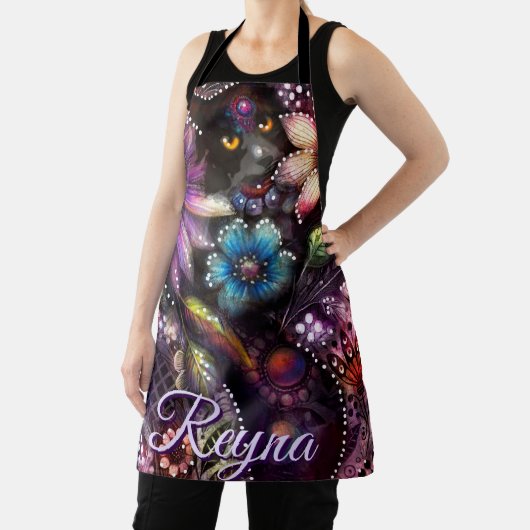 Garden Kitty Cat Floral Abstract Personalized Schürze (InSitu)