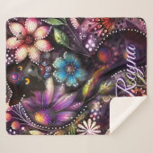 Garden Kitty Cat Floral Abstract Personalized Sherpadecke (Vorderseite (Horizontal))