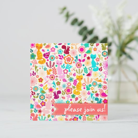 Garden Kitty Einladung (Stehend Vorderseite)