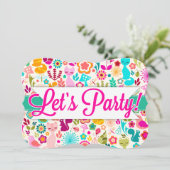 Garden Kitty "Let's Party!"Einladungen Einladung (Stehend Vorderseite)