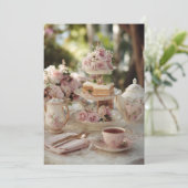 Garden Lace Afternoon Tea | Elegant Tea Einladung (Stehend Vorderseite)