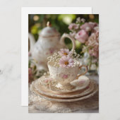 Garden Lace Afternoon Tea | Garden Blooms Einladung (Vorne/Hinten)