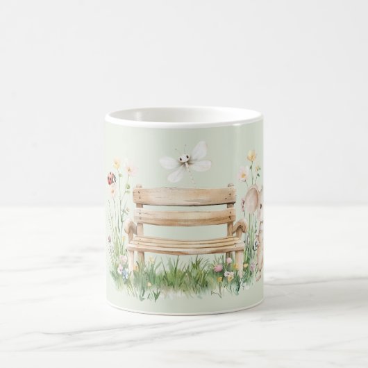 Garden Ladybug Dragonfly Mouse Bench Kaffeetasse (Mittel)