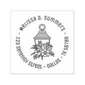 Garden Lantern Blume Round Address 4 Permastempel (Design)