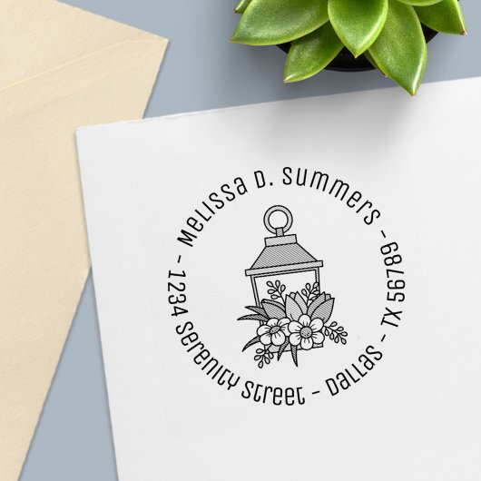 Garden Lantern Blume Round Address 4 Permastempel