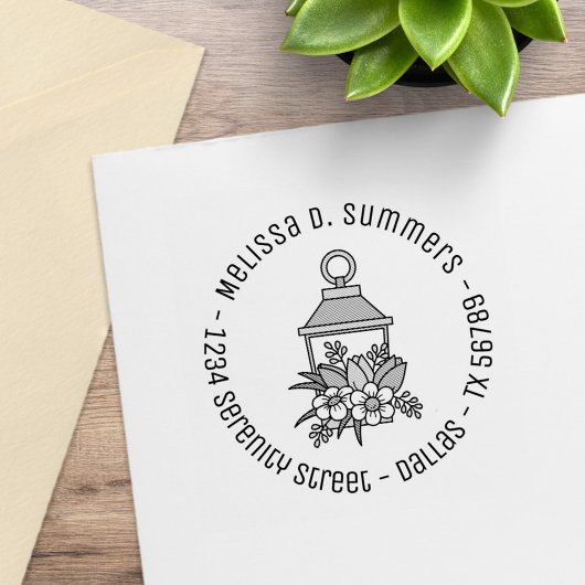 Garden Lantern Blume Runde Adresse 2 Gummistempel