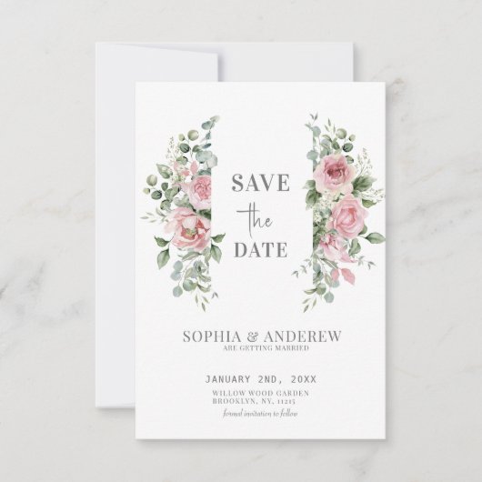 Garden Liebe Pink Rose Peony Wedding Save The Date (Vorderseite)