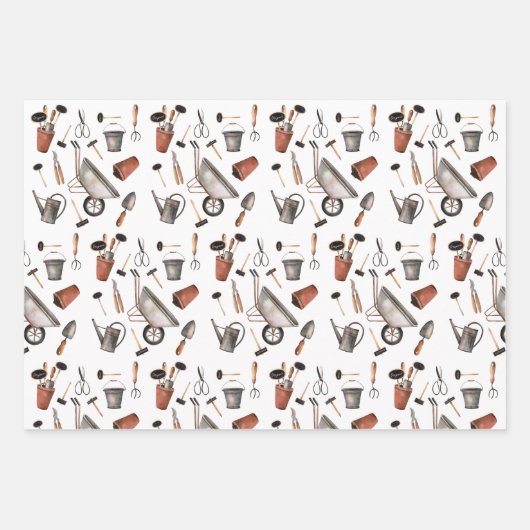 Garden Life Garening Tools SilTer Packpapier Geschenkpapier Set (Vorderseite)