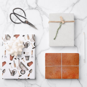 Garden Life Garening Tools SilTer Packpapier Geschenkpapier Set