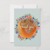 Garden Light Blue Boho Wildblume Foto Wedding Dankeskarte (Rückseite)