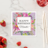 Garden Lila Pink Floral Happy Geburtstag Party Serviette (Beispiel)