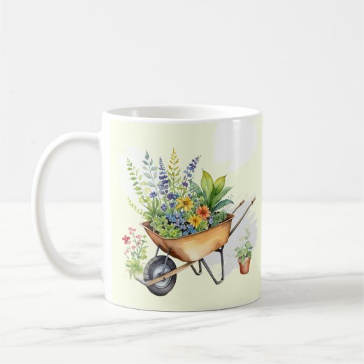Garden Lover Wheelbarrow Wasserfarbe Glücklich Geb Kaffeetasse (Links)