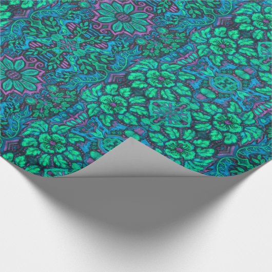 Garden Magic Blume Bohemisch Arabesque Minze Green Geschenkpapier (Ecke)