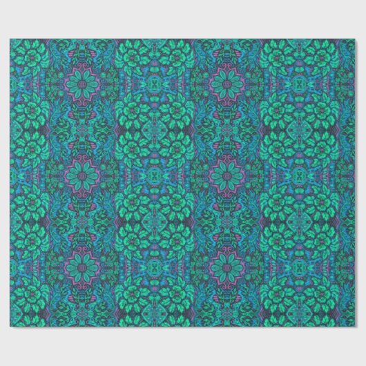 Garden Magic Blume Bohemisch Arabesque Minze Green Geschenkpapier (Flach)