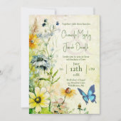 Garden Meadow Boho Wildblume Wedding Einladung (Vorderseite)
