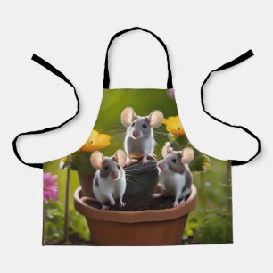 "Garden Mischief: Drei Mäuse in Blume Pots" Schürze