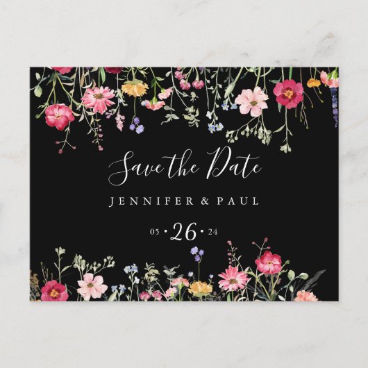 Garden Multicolor Wildblume Save the Date Postkarte (Vorderseite)