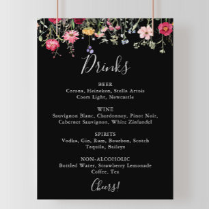 Garden Multicolor Wildblume Wedding Drinks Menü Poster