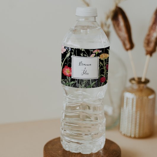 Garden Multicolor Wildblume Wedding Wasserflaschenetikett