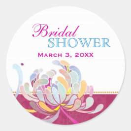 Garden Mum Hot Pink Brautparty Runder Aufkleber