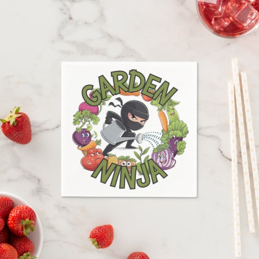 Garden Ninja Design - Spaß Gartenarbeit Grafik Serviette (Beispiel)