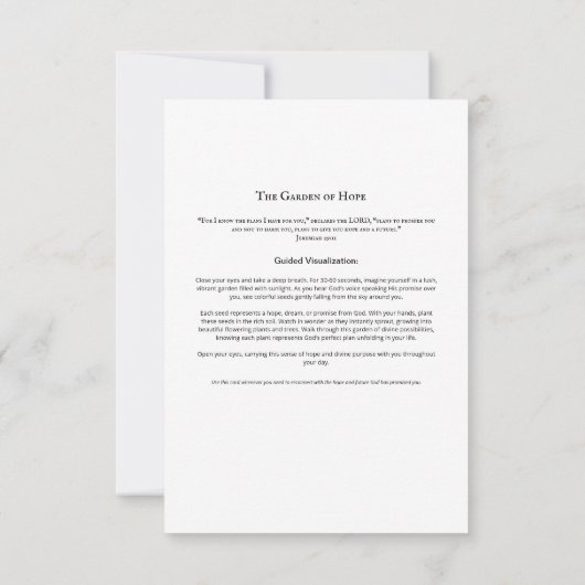 Garden of Hope Meditation Card | Christlich Script Einladung (Rückseite)