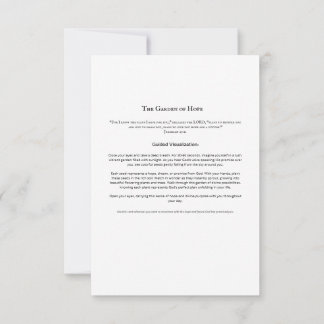 Garden of Hope Meditation Card | Christlich Script Einladung