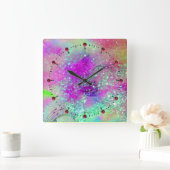 GARDEN OF THE LOST SHADOWS -pink purple violet Quadratische Wanduhr (Zuhause)