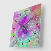 GARDEN OF THE LOST SHADOWS -pink purple violet Quadratische Wanduhr (Winkel)
