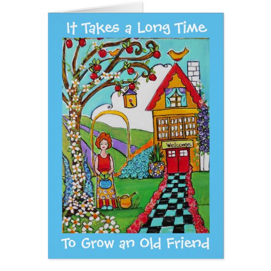 Garden Old Friends Whimsical Blume Gardener Card (Vorne)