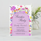 Garden Party Aquarell Wildblume 30. Geburtstag Einladung (Stehend Vorderseite)