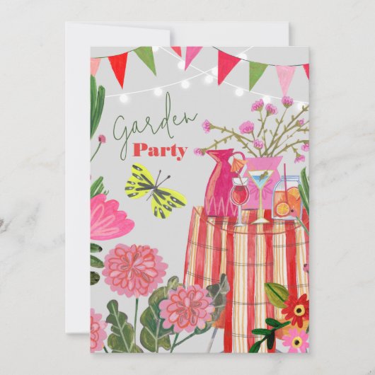 Garden Party Birthday Einladung (Vorderseite)