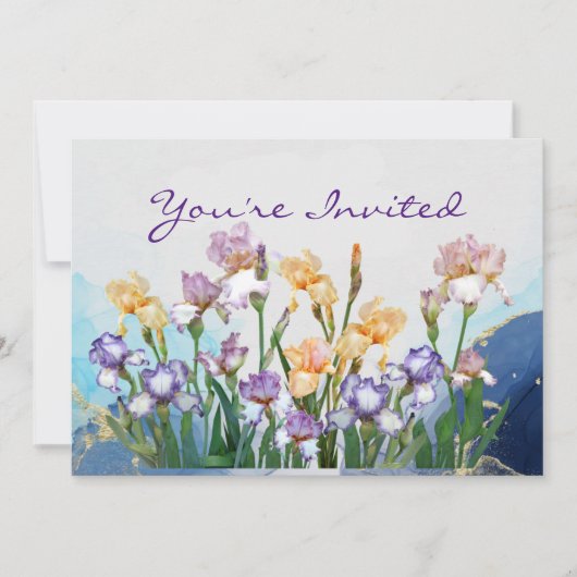 Garden Party Birthday Invite Iris Blume Einladung (Vorderseite)