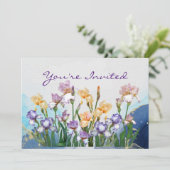 Garden Party Birthday Invite Iris Blume Einladung (Stehend Vorderseite)