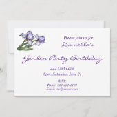 Garden Party Birthday Invite Iris Blume Einladung (Rückseite)