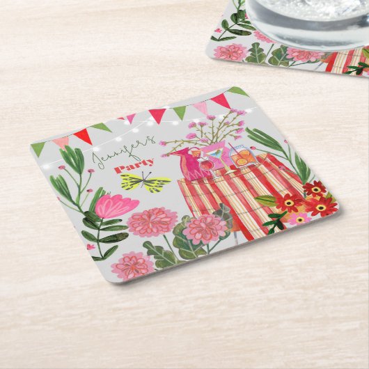 Garden Party Birthday Rechteckiger Pappuntersetzer (angewinkelt)