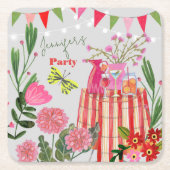 Garden Party Birthday Rechteckiger Pappuntersetzer (Vorderseite)