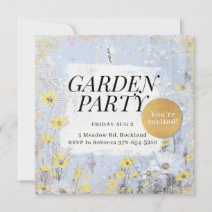 Garden Party Blue Daisy Wildblume Geburtstagsklass Einladung