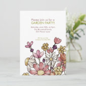Garden Party Blume Wasserfarben Einladung (Stehend Vorderseite)